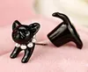 3D Cute black cat piercing stud earrings for women girls and men pearl earring fashion jewelry wholesale8591201