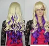 Livraison gratuite en gros nouvelle perruque longue bouclée mélange blond clair et violet