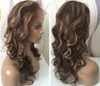 Wavy highlight full lace wig with natural hairline 130 density loose wave highlight brazilian hair lace front wigs with baby hair for black woman