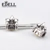 Edell autentisk 925 sterling silver pärla charm tecknad kärlek hjärta med kristall lösa pärlor passar kvinnor armband bangle diy smycken gåva