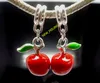 Whole 40pcs lot beautiful Enamel Red Apple Dangle Big Hole DIY Charms fit European Bracelet Necklace9935251