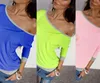 Gros-2016 Nouveau Printemps Sexy Femmes Manches 3/4 Lâche Casual Hors Épaule Tees T-shirt Tops Multicolore Femmes Plus La Taille T-shirt Q1725