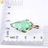 CSJA Natural Crystal Quartz Hanger Rood Blauw Groene Gemstone Gold Edge Arrowhead Charms Ketting Verklaring Genezing Onregelmatige Sieraden E634 B