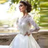 Vestidos De Noiva Off the Shoulder Long Sleeves Wedding Dress Stain Boat Neck Crystal Belt Appliqes Lace Ball Gown Custom Bridal Gowns