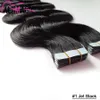 Pu skeft tape menselijke extensions Braziliaanse maagdelijk haar lichaamsgolf 18''20''22''24'inch ali magie groothandel