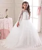 2019 Fashion Hot Sale Long Sleeve Flower Girl Dresses for Weddings Lace First Communion Dresses for Girls Pageant Dresses White Ivory