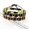 Högkvalitativa Mens Guldarmband Partihandel 10st / Lot Micro Pave Pärlor Python Läder Stingray Macrame Armband för fest