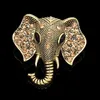 Vintage elefant broscher halsduk pin glänsande kristall rhinestone djur brosch för kvinnor män broscher smycken guldpläterade stift