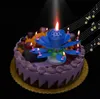 2層マジックミュージックキャンドル誕生日パーティーウェディングレインボーロータス輝く花キャンドルライトケーキアクセサリーお祝い用品