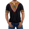 Camisetas Dashiki Vintage Masculinas 2017 Algodão Bohemia Retro Tops Men African Print Print T-shirts Étnicas Tradicionais Plus Size