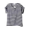 Wholesale- Women Chiffon T-Shirts Female Clothing Tops Girls Loose Short Sleeve Striped Shirts New Sale