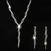 Crystal Water Drop Bridal Jewelry Sets For Women Silver color Necklace Earring Set Rhinestone Jewelry