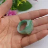 Natural Green Longan Agate Hand-carved Oval Ring Surface Ringwomens Designer Jewelry Pearl Gold Accessories New