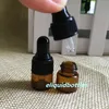 1000pcs Small Amber Glass 1ml Flaskor E-Liquid Dropper Bottle 1/4 Dram Mini 1ml Glass Parfym Prov Essential Olja E-Juice Flaska