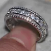 Vecalon channel set mode frauen schmuck volle runde simulierte diamant cz hochzeit band ring weiß gold gefüllt weibliche finger ring