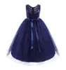 Prawdziwe zdjęcia Haftowane Koronki Wesele Formalne Kwiat Girl Dress Baby Urodziny Cummunion Maluch Dzieci Tulle Koronka Junior Druhna Dress