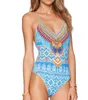 Sexy Women Aztec One Piece Swimsuit Totem Pattern Backless Bikini Triangle Push Up Print Swimwear Bathing Suit Free Shipping