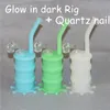 Silicon Rigs Siliconen waterpijp bongs Glow in the dark olie dab rig met heldere 4 mm 14 mm mannelijke kwartsnagels