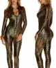 3 färger nyhet snakeskin kostym damer sexig faux läder catsuit spel cosplay gothic dragkedja upp jumpsuit tjej nattklubb dansar kläder