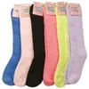 Solide hiver chaud long genou salut rayé assorti épais doux confortable chaussettes floues 12 paires/lot livraison gratuite