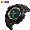 SKMEI Brand Waterproof Sports Men Watches LED Digital Black Dual Time Display Watches Fashion Military Outdoor Wristwatches 1189219v