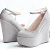 15cm Heel Höjd Sexig Rund Toe Wedges Heel Pumps Platform Party Shoes Heels US Size 3-10.5 No.1258-3a