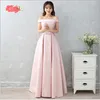 Vestidos de dama de honor elegantes de 6 estilos para mujer Cara de seda gris y rosa Cremallera trasera Hasta el suelo Vestidos de dama de honor de noche con alta calidad