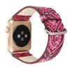 Kwiaty Malowane Watchband Zegarek do Zegarek Apple 38mm 40mm 42mm 44mm Skórzany pasek do Iwatch Series 1 2 3 4 5 Bransoletka