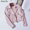 pink leather motorcycle jacket