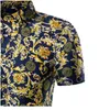 Wholesale- Casual Shirts 2016 Men camisa social slim Clothing Cotton Short Sleeve Shirt Summer beach floral mens dress shirt camisa M~5XL