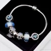 DORAPANG 100% 925 Sterling Silver Charm Perles Bracelets Bleu Cristal Collocation Bracelet Convient Aux Femmes DIY Bracelets Envoyer Les Boxs