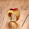 Anillo Meaeguet de piedra grande para hombre, anillos de dedo de acero inoxidable de Color dorado para hombre, RC-266 genial