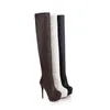 Factory Prijs Hot verkoper Nieuwe stijl Knie Boots High Heel Heel Lifed Thig-High Fabric Boots Fashion