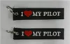 Jag älskar min pilotväv broderad banner Keychain nyckelringar 13 x 2,8 cm 100pcs parti