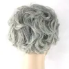 Mode gris perruque Anime Cosplay fête cheveux ondulés pleine perruques pour grand-mère plus âgée 110g