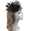 2017 Nova Rosa Chapéus De Casamento Acessórios De Noiva Cabeça de Penas Preto Headpiece sombrero boda chenlvxie cheveux