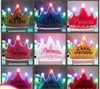 비 짠 직물 Led 가벼운 생일 모자 축하 모자 왕관 소녀와 소년은 일반적으로 사용 축제 파티 용품 도매