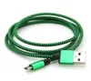 1M 2m 3M Fala Pleciony Aluminium Micro USB Kabel Tkanina Nylon Data Synchronizacja Przesyłanie Stalowa Ładowarka Adapter Przewód do Samsung S8 S7 HTC HTC Telefon komórkowy