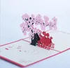 10 Stück Kirschbaum-Liebhaber, handgefertigt, Kirigami-Origami-3D-Pop-Up-Grußkarten, Einladungskarte für Hochzeit, Geburtstag, Party, Geschenk