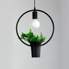 Hängande lampa Geometriska växter Pot Iron Square Round Suspension Pendant Lätt Nature Designer för inredning Restaurang Cafe Lighting