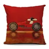 Mignon dessin animé chien voiture imprimé jeter taie d'oreiller carré lin coton housse de coussin décoration créative taie d'oreiller pour canapé voiture taie d'oreiller