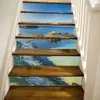 Autocollant mural d'escalier 3D, 10styles, décoration de maison, thème de paysage de rivières, autocollant de décor de thème de soleil, cascade de mer, papier peint Mayitr, DIY bricolage