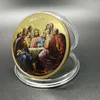 100 stks niet magnetisch 2018 Jezus Het laatste avondmaal Diner Bijbel Thema 24K Real Vergulde 40 mm in diameter Souvenir Coin badge munten