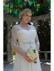 Informell Lace Chiffon Modest Plus Size Bröllopsklänningar Vestido de Noiva Half Sleeves Stor Storlek Reception Bröllopklänningar Country Western