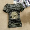 Armée d'été Camouflage Tshirt Femmes Lettre Couronne Vêtements imprimés T-shirts Étudiants Étudiants Uniformes Militaires Sleeve Sleeve Casual Tops