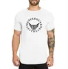 Märke gym kläder fitness t-shirt män mode utöka hip hop sommar kortärmad t-shirt bomull bodybuilding muskelingenjörer