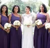 One Shoulder African Bridesmaid Dresses Floor Length Side Slit Cheap Wedding Guest Dress Modest Chiffon Bridesmaid Prom Gowns237h