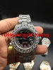 Luxe 43mm grote diamanten mechanische man horloge (multi kleur wijzerplaat) Alle diamantband automatische roestvrijstalen mannen horloges zwart 53211
