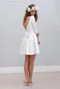 Designer Short Mini Reception Wedding Dresses 2017 A-line 3/4 Sleeves Sash Simple Sexy Open Back Casual Informal Bridal Gown New