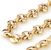 Xmas Semester Gifts Pure Rostfritt Stål Mäns Kvinnor Halsband Kaffe Bean Design Chain Link High Polished Gold Tone för Smycken 10mm 22 tum